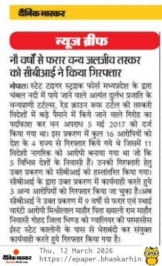 9 वर्षों से फरार वन्यजीव तस्कर को सीबीआई ने एसटीएसएफ के सहयोग से पकड़ा